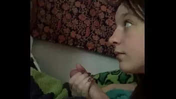play Big white cock can’t fit in little brunettes mouth