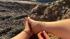 Play Milf Mistress Lara's Beach Foot Fetish Fun